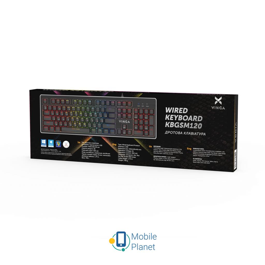 Vinga KBGSM120 Black Тип: ігрова, дротова, з