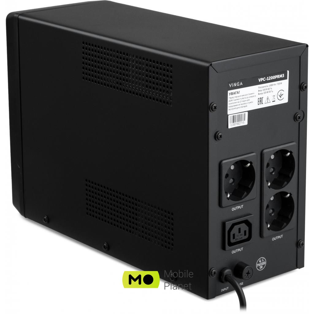 Vinga LED 1200VA (VPC-1200PRM3) (UA) Потужність, ВА 1200 В*А