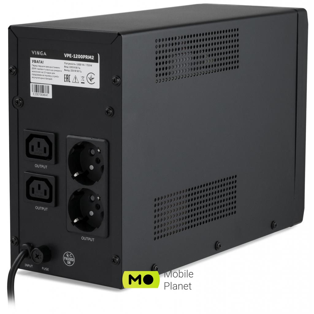 Vinga LED 1200VA (VPE-1200PRM2) (VPE-1200PRM2) (UA) Потужність, Вт 720 Вт