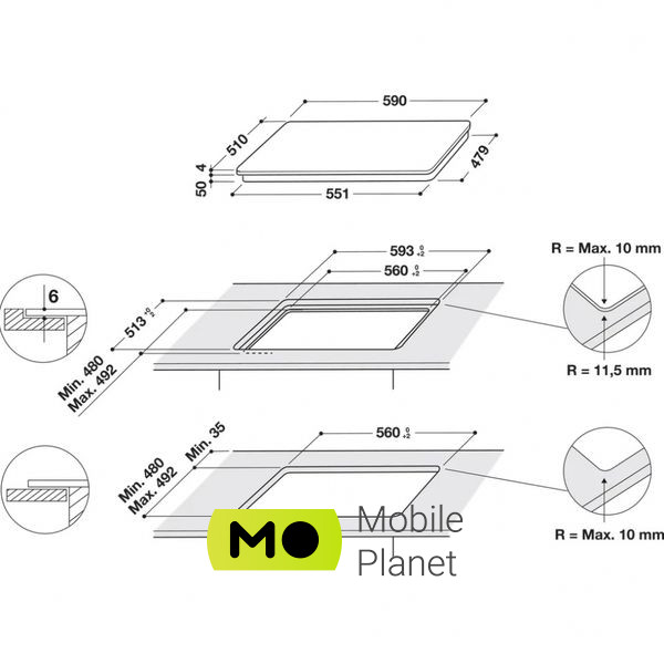 Whirlpool WSQ 4860 NE Тип: Индукционная; Материал