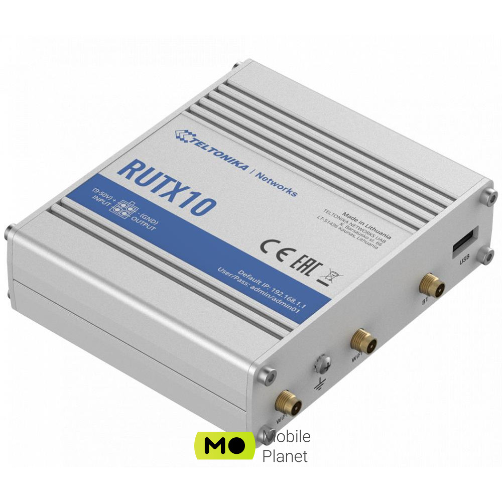 Wi-Fi роутер Teltonika RUTX10 (UA) Стандарт: 802.11ac; Работа в двух