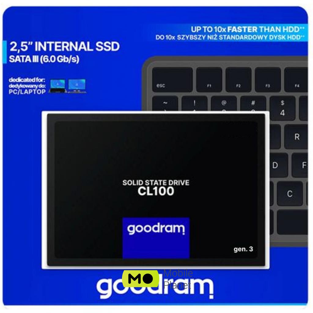 2.5 120GB GOODRAM (SSDPR-CL100-120-G3) Тип: внутрішній; Об'єм пам'яті: 120