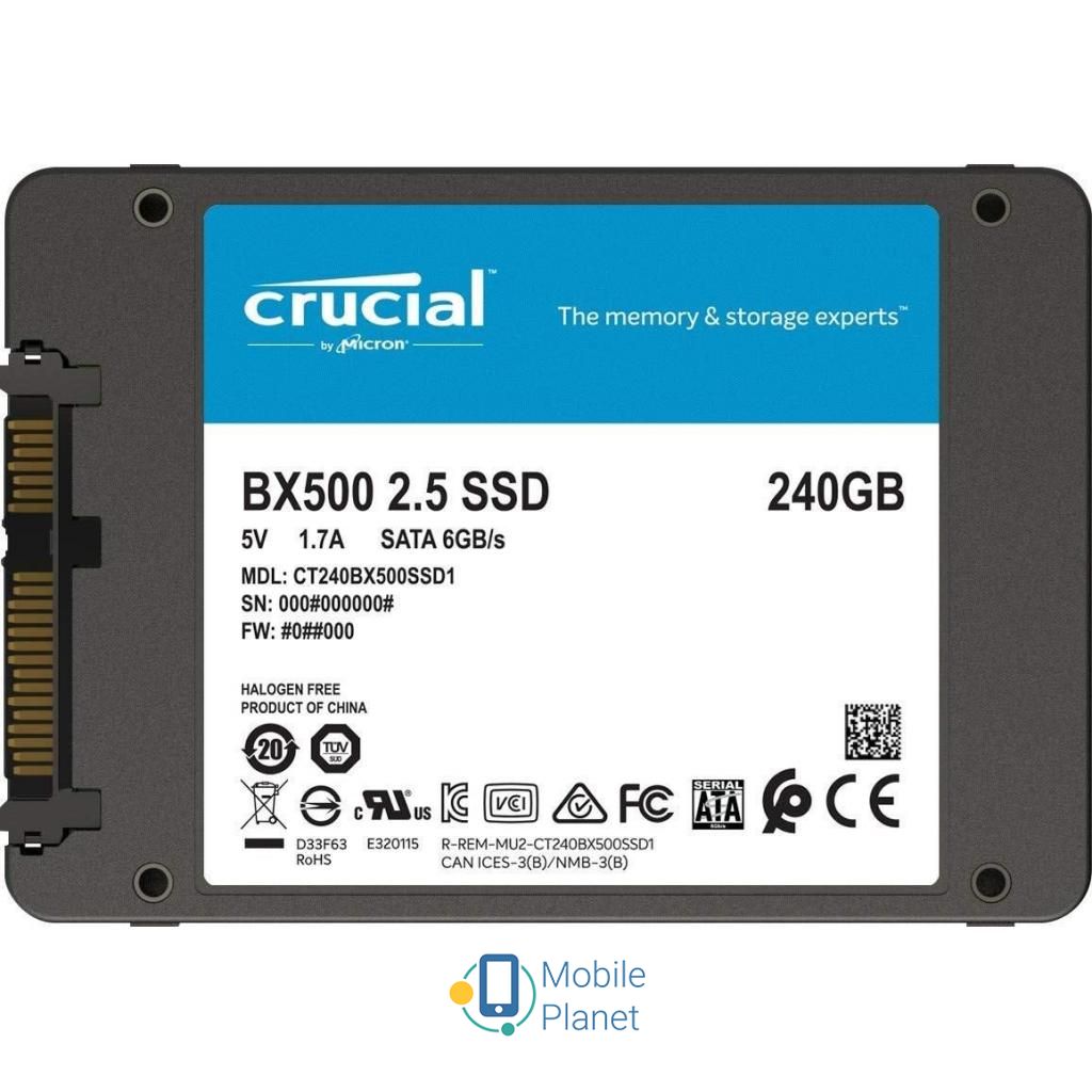 2.5 240GB MICRON (CT240BX500SSD1) Назначение: для компьютера, для