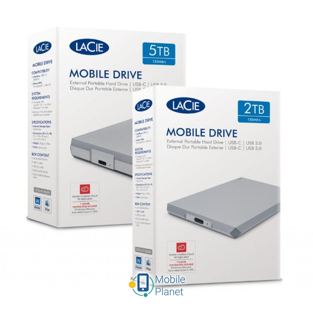 2.5 2TB LaCie (STFR1000800) Тип: Підвищений захист;