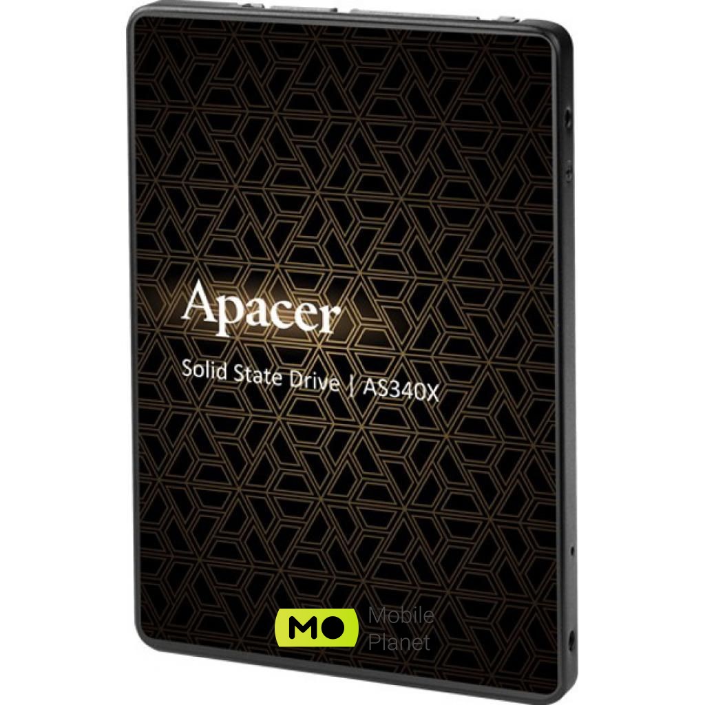 2.5 480GB AS340X Apacer (AP480GAS340XC-1) (UA) Тип: внутрішній; Об'єм пам'яті: 480