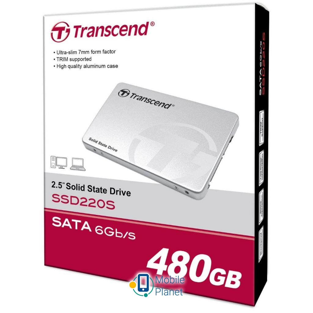 2.5 480GB Transcend (TS480GSSD220S) Призначення: для ноутбука, для
