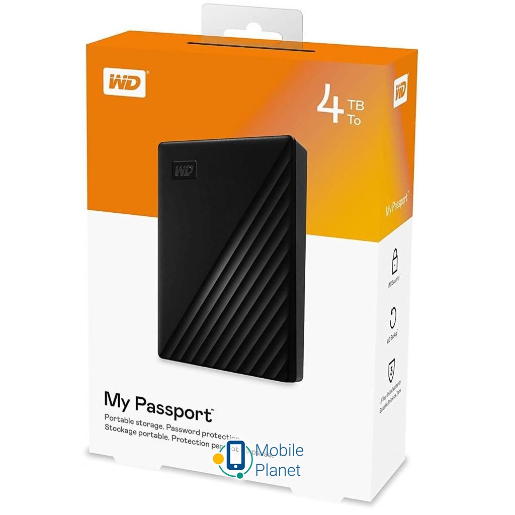 2.5 4TB Western Digital (WDBPKJ0040BBK-WESN) Тип: Портативні; Форм-фактор: 2.5 ;