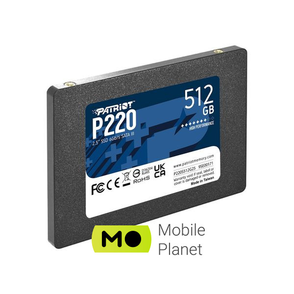 2.5 512GB Patriot (P220S512G25) (UA) Тип накопичувача: внутрішній;