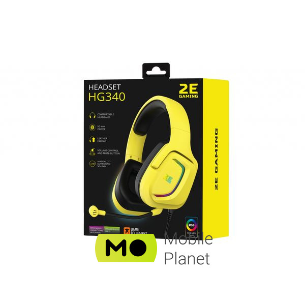 2E HG340 RGB USB 7.1 Yellow (2E-HG340YW-7.1) (UA) Тип пристрою: гарнітура; Тип: