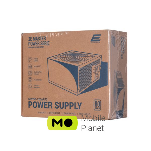 2E MASTER POWER (550W), >80, 80+ White, 120mm, 1xMB 24pin(20+4), 1xCPU 8pin(4+4), 3xMolex, 5xSATA, (2E-MP550-120APFC) (UA) Тип ПК: для комп'ютерів; Стандарт