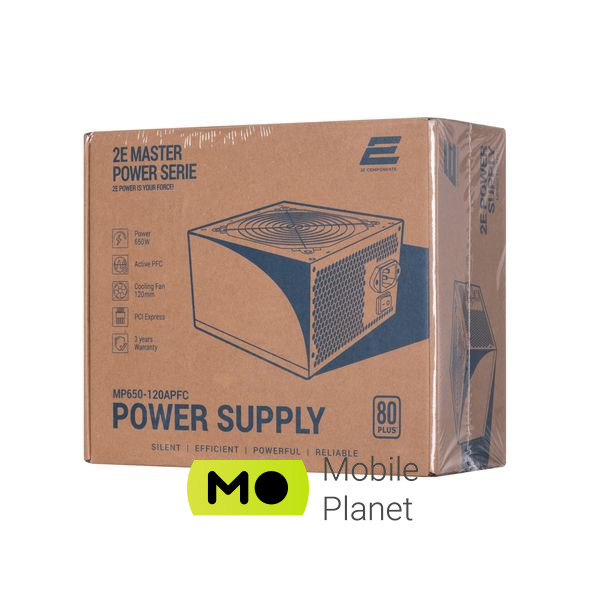2E MASTER POWER (650W), >80, 80+ White, 120mm, 1xMB 24pin(20+4), 1xCPU 8pin(4+4), 3xMolex, 5xSATA, (2E-MP650-120APFC) (UA) Тип ПК: для комп'ютерів; Стандарт