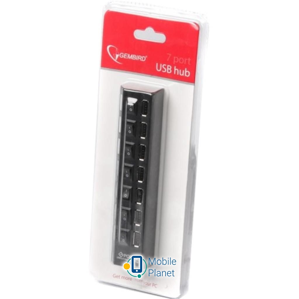 7 port USB 2.0 GEMBIRD (UHB-U2P7-03) (UA) Інтерфейси: 7xUSB 2.0; Тип: