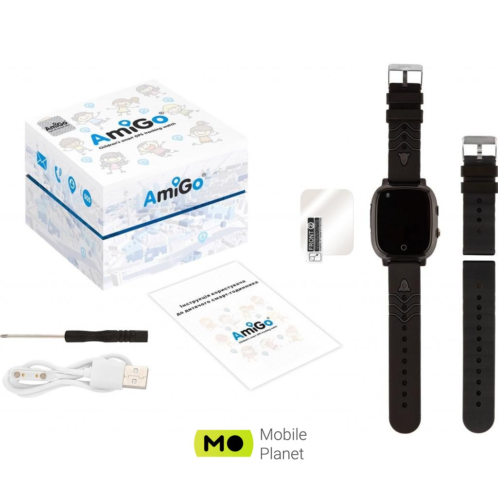 AmiGo GO005 4G WIFI Kids waterproof Thermometer Black (747016) Тип: детские; Форма часов: