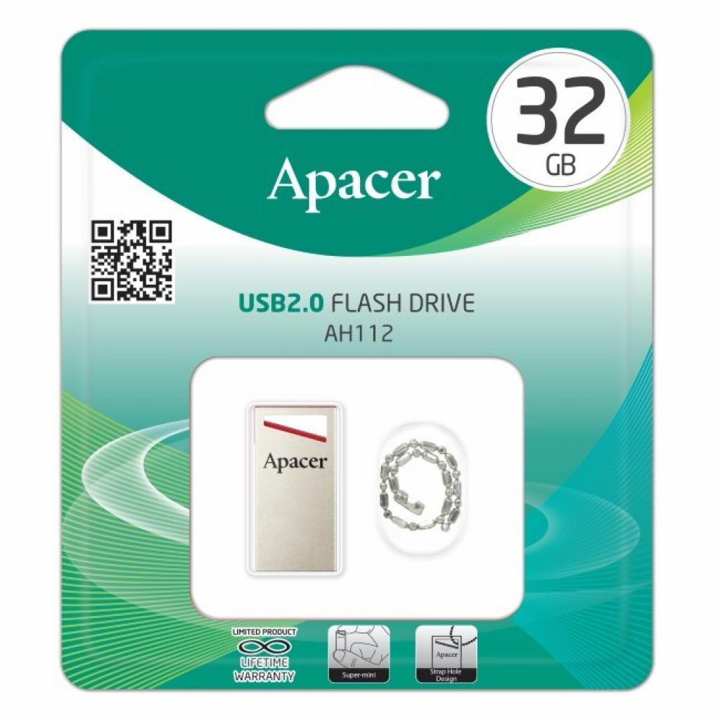 Apacer 32GB AH112 USB 2.0 (AP32GAH112R-1) Тип: Суперкомпактні, Підвищений
