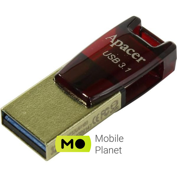 Apacer 32GB AH180 Red Type-C Dual USB 3.1 (AP32GAH180R-1) (UA) Тип: Высокоскоростные,