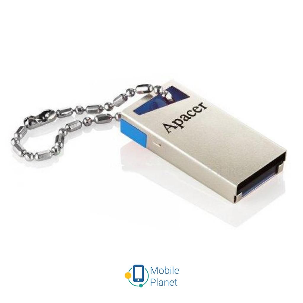 Apacer 64GB AH155 Blue USB 3.0 (AP64GAH155U-1) (UA) Тип Суперкомпактные, Высокоскоростные, В металлическом корпусе