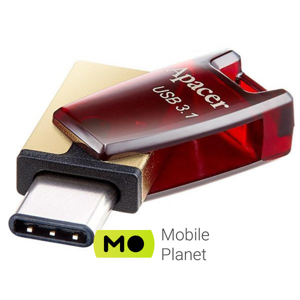 Apacer 64GB AH180 Red Type-C Dual USB 3.1 (AP64GAH180R-1) (UA) Материал корпуса пластик/металл