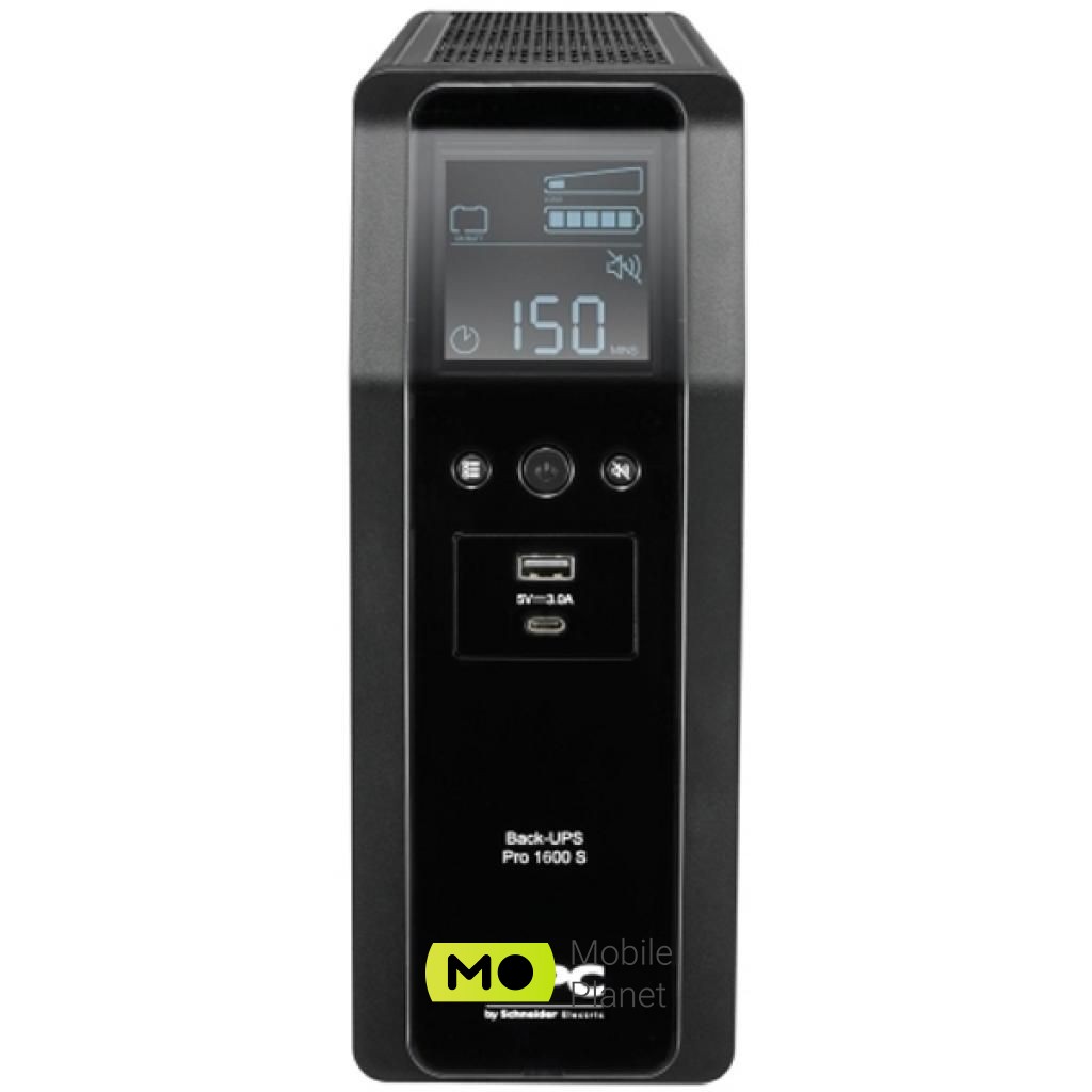 APC Back-UPS Pro BR 1600VA (BR1600SI) (UA) Мощность, Вт 960 Вт