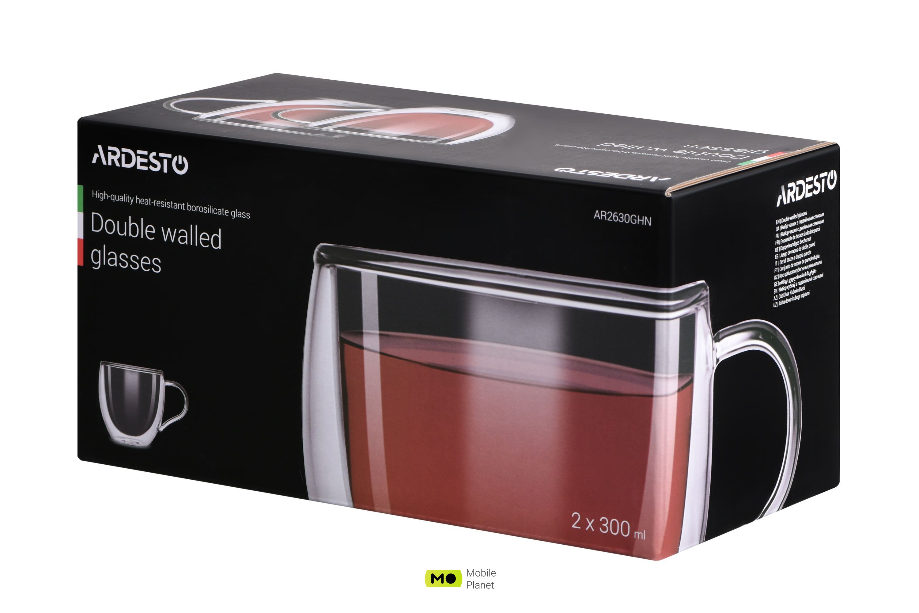 ARDESTO 300 мл, H 9,2 см, 2 шт, боросиликатное скло (AR2630GHN) (UA) Тип: склянки; Кількість