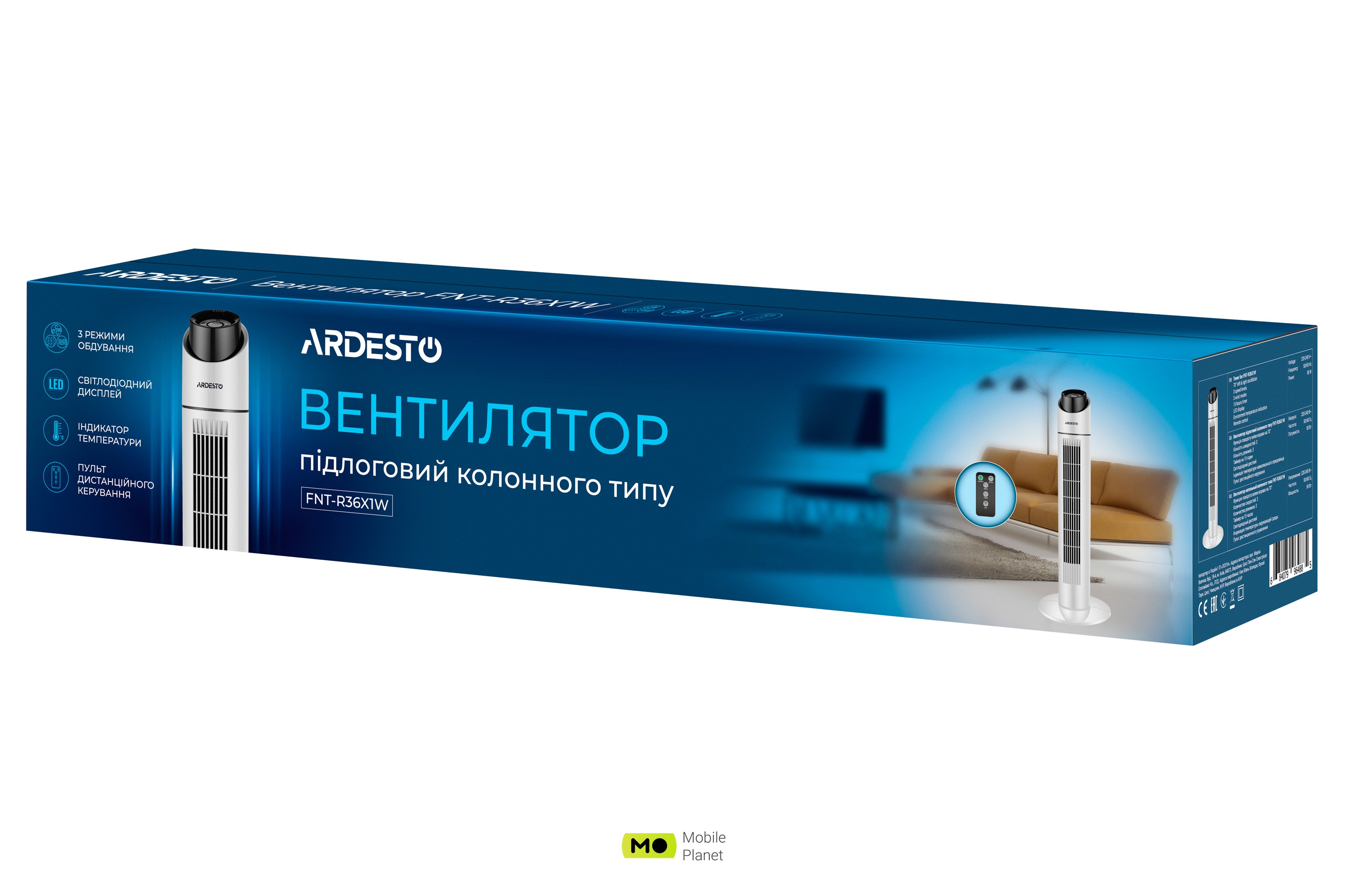 ARDESTO FNT-R36X1W (FNT-R36X1W) Тип: Підлоговий; Потужність: 50
