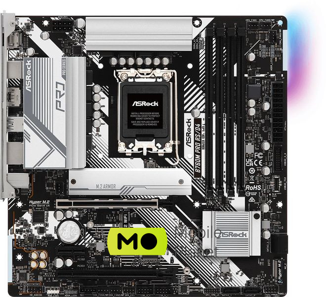 ASRock B760M Pro RS DDR4 EU Тип охолодження чіпсету материнської плати  Пасивний