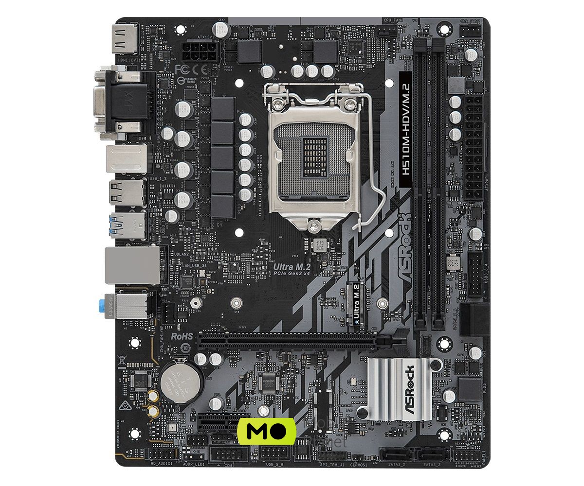 ASRock H510M-HDV / M.2 Socket 1200 (UA) Роз'єми: LGA1200; Чіпсет: Intel H510; Тип