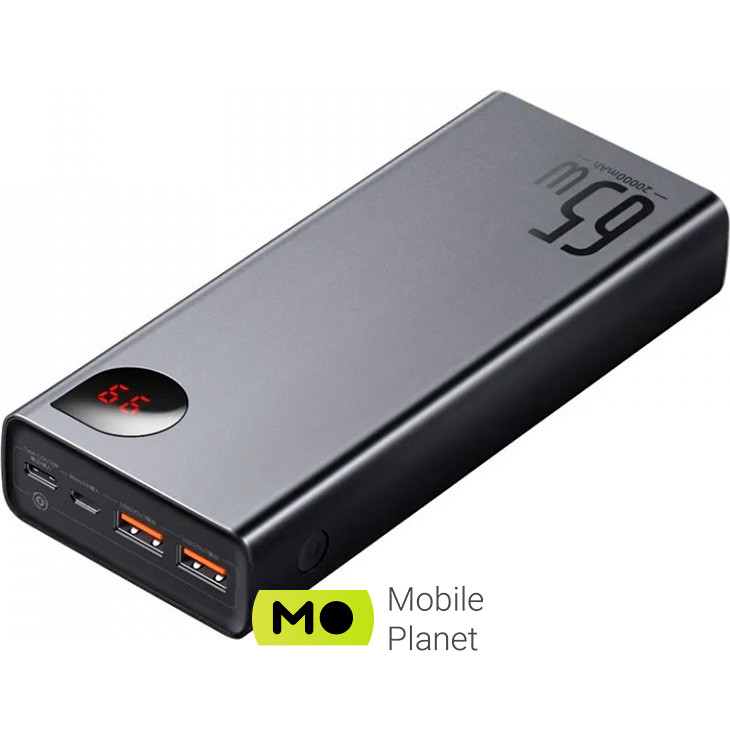Baseus Adaman Metal Digital Display Quick Charge Power Bank 65W 20000mAh Black (PPIMDA-D01) Потужність, Вт 65
