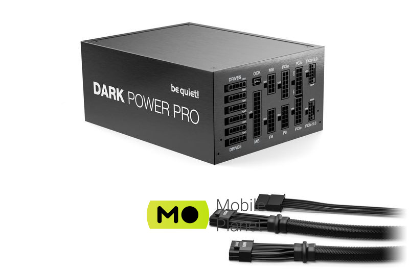 be quiet! DARK POWER PRO 13 1600W Plus Titanium (BN332) EU Вимкнений  ЦП 4+4 (8) PIN-код - 1 ПК; ЦП 8-Пін - 1 ПК; PCI-E 5.0 12+4 (16) PIN-код - 2 ПК; PCI-E 2.0 6+2 (8) PIN-штифт - 6 ПК; Molex 4-pin - 5 шт; SATA – 16 ПК; EPS12V 20+4 (24) PIN - 1 ПК.
