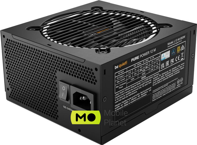 be quiet! Pure Power 12 M 850W 80 Plus Gold (BN344) EU Максимальна потужність; Вт: 850