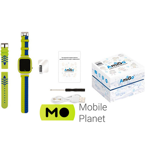 Часы-телефон детские AMIGO GO004 Splashproof Camera + LED Green Модель: GO004 Splashproof Camera + LED;