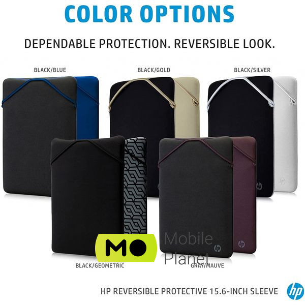 Чехол для ноутбука HP 14 Reversible Protective Blk/Slv Sleeve (2F2J1AA) (UA) Рекомендуемый размер ноутбука: