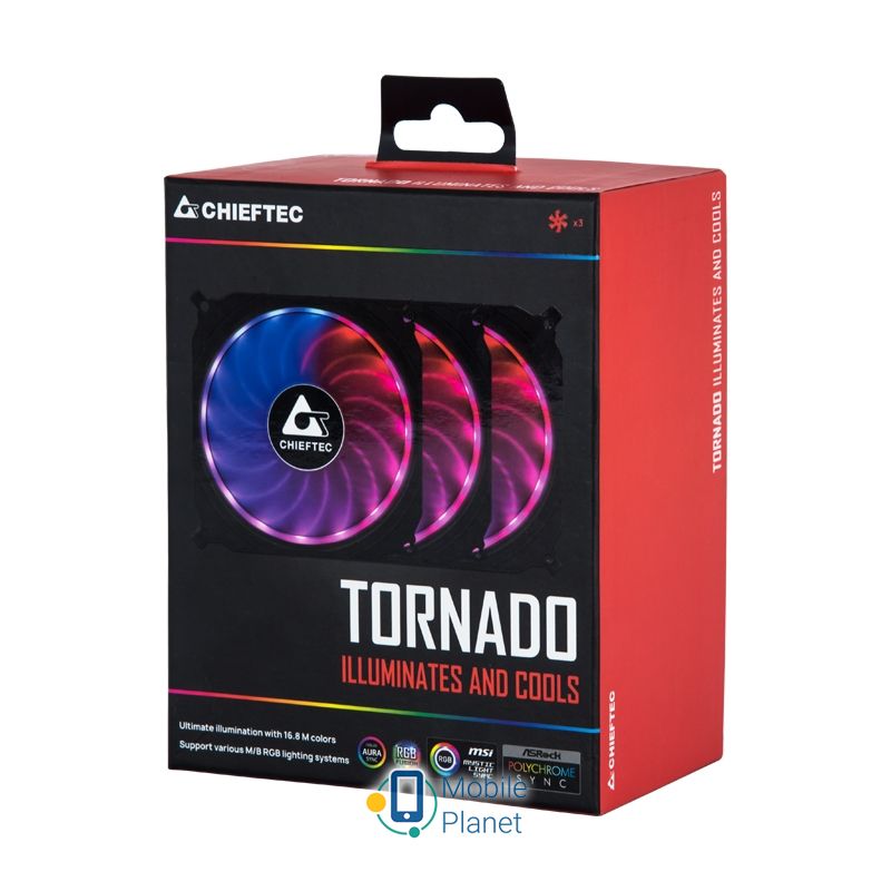 Chieftec TORNADO 3in1 RGB fan (CF-3012-RGB) (UA) Новітній набір корпусних