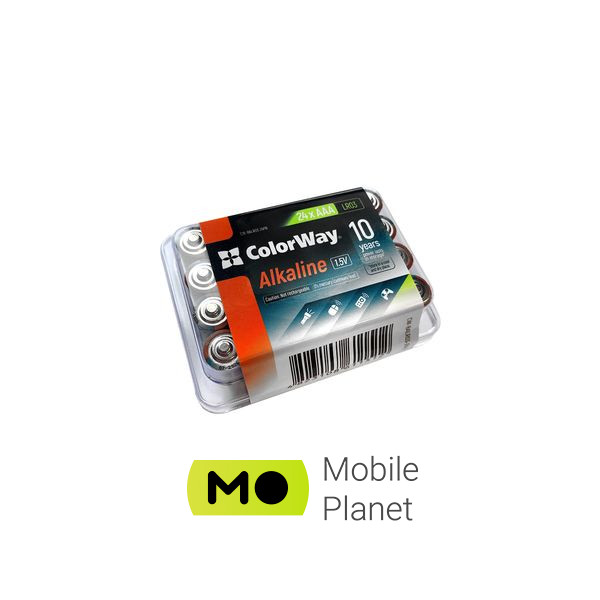 ColorWay AAA LR03 Alkaline Power (щелочные) * 24шт plastic box (CW-BALR03-24PB) (UA) Форма батареи цилиндрическая