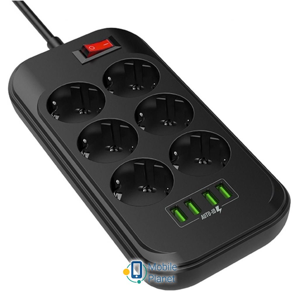 ColorWay CW-CHE64B, 4USB Black (CW-CHE64B) (UA) Кількість розеток 6 розеток