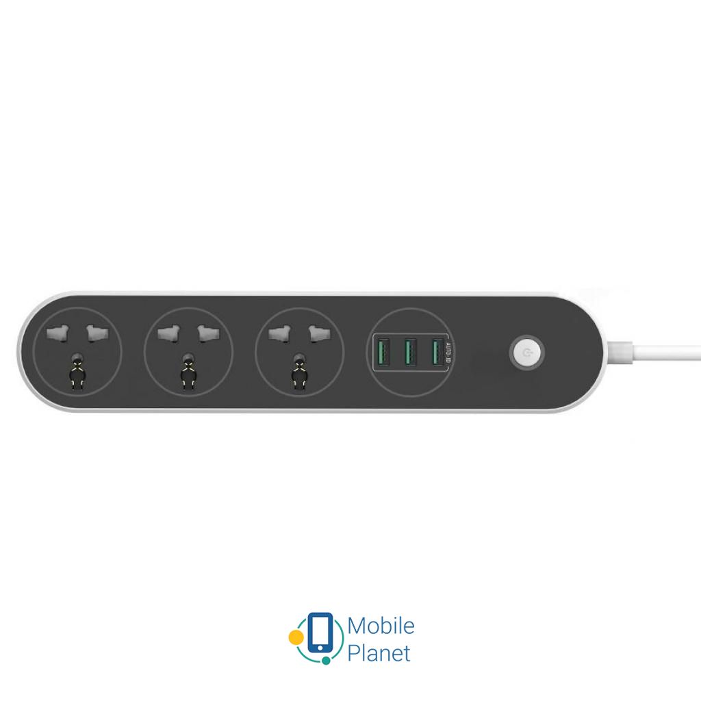ColorWay CW-CHU33B, 3USB Black 1.8M (CW-CHU33B) Індивідуальні вимикачі розеток ні