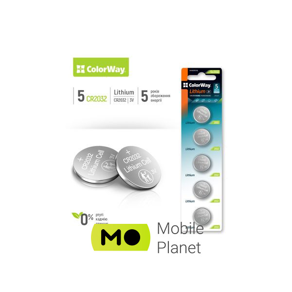 CR 2032 Lithium Power (литиевые) * 5 blister ColorWay (CW-BACR2032-5BL) (UA) Типоразмер CR2032