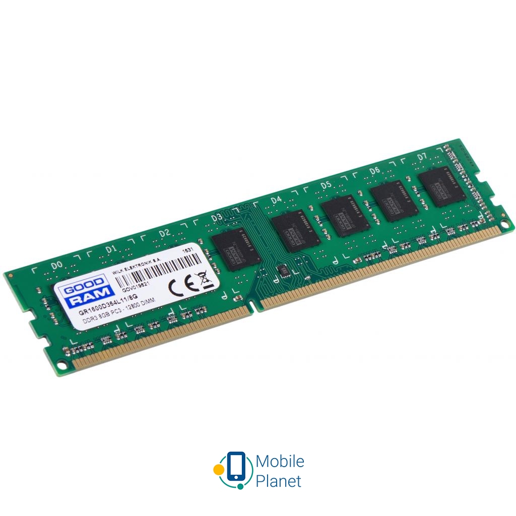 DDR3L 8GB 1600 MHz GOODRAM (GR1600D364L11/8G / GR1600D3V64L11/8G) Тип памяти: DDR 3; Объем памяти: 8 GB;