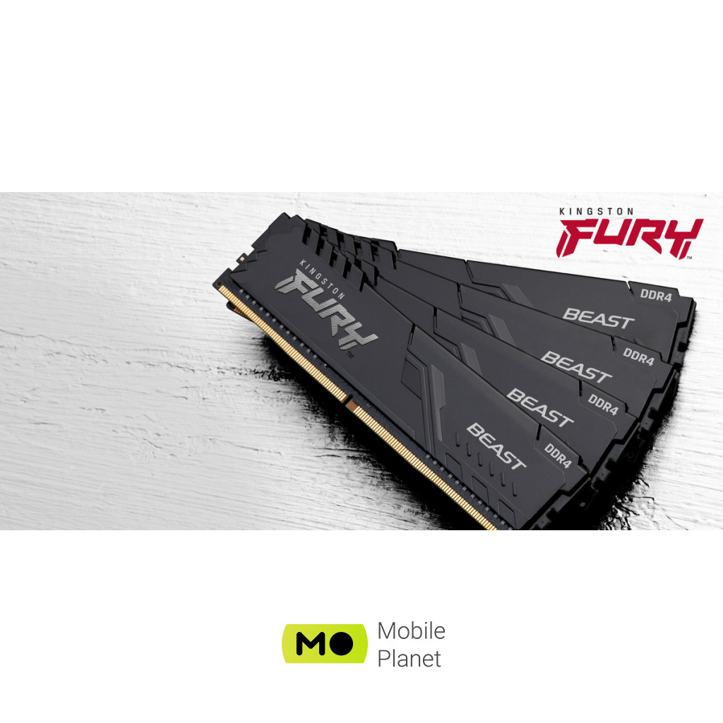DDR4 16GB (2x8GB) 3200 MHz Fury Beast Black HyperX (Kingston Fury) (KF432C16BBK2 / 16) (UA) Таймінги CL16