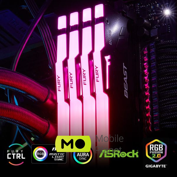 DDR5 32GB 5200 MHz Beast RGB Kingston Fury (ex. HyperX) (KF552C40BBA-32) (UA) Тип пам'яті: DDR5; Об'єм пам'яті: 32