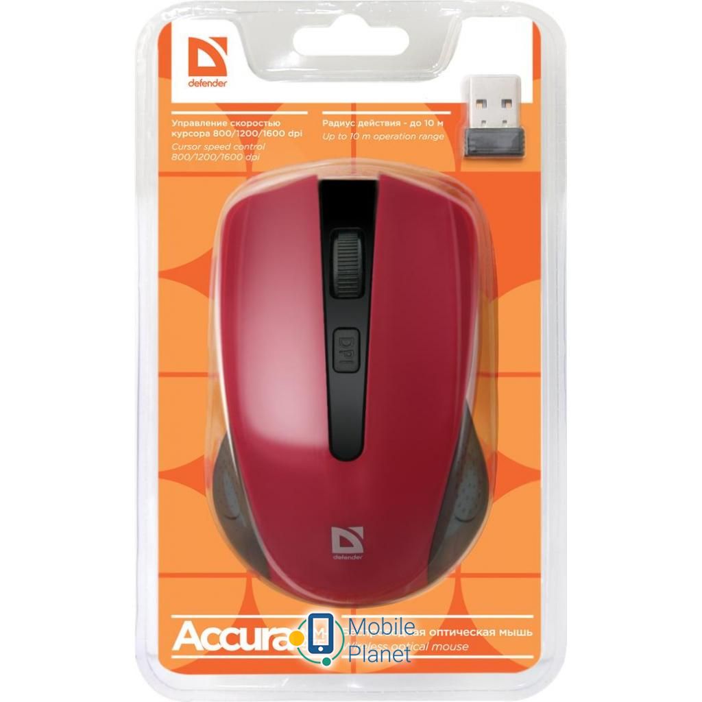 Defender Accura MM-935 Red (52937) (UA) Тип: Бездротові; Призначення: