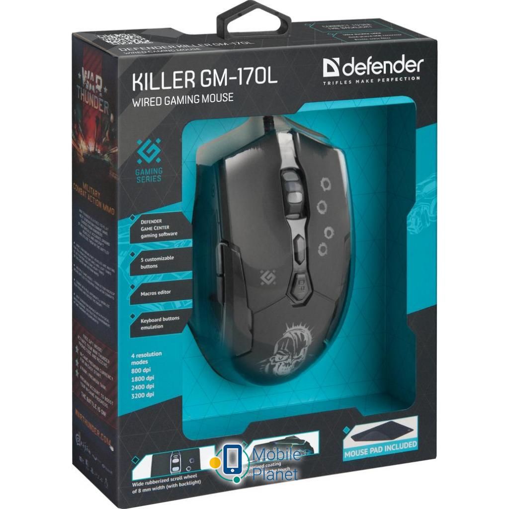 Defender Killer GM-170L Black (52170) (UA) Назначение для ноутбука, для компьютера