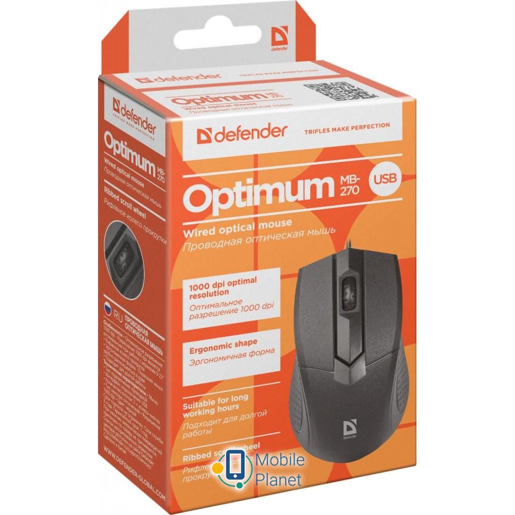 Defender Optimum MB-270 Black (52270) (UA) Тип: Проводные; Назначение: для