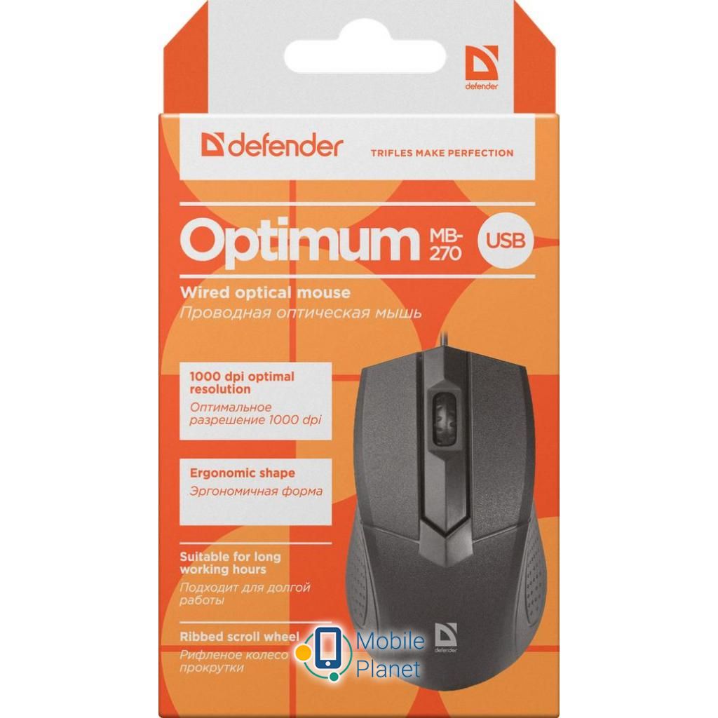 Defender Optimum MB-270 Black (52270) (UA) Тип: Проводные; Назначение: для