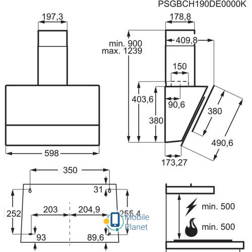 Electrolux LFV 616 Y Hob2Hood Тип установки: Купольная, ширина