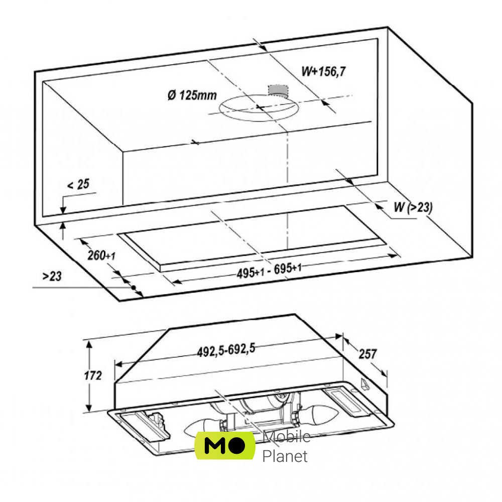 Elica ERA C BL / A / 52 Тип монтажу вбудована (в шафу)