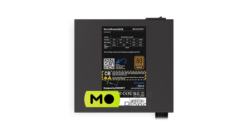 ENDORFY Vero L5 500W 80 Plus Bronze (EY7A004) EU Выключен  ЦП 4+4 (8) PIN -код - 1 ПК; PCI -E 2.0 6+2 (8) PIN -код - 1 ПК; Molex 4 -pin - 1 ПК; SATA - 5 шт; EPS12V 24 -pin - 1 элемент
