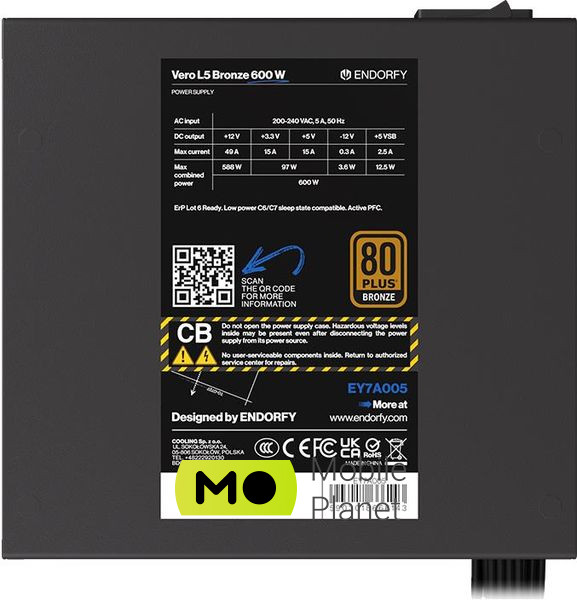 ENDORFY Vero L5 600W 80 Plus Bronze (EY7A005) EU Максимальна потужність; Вт: 600