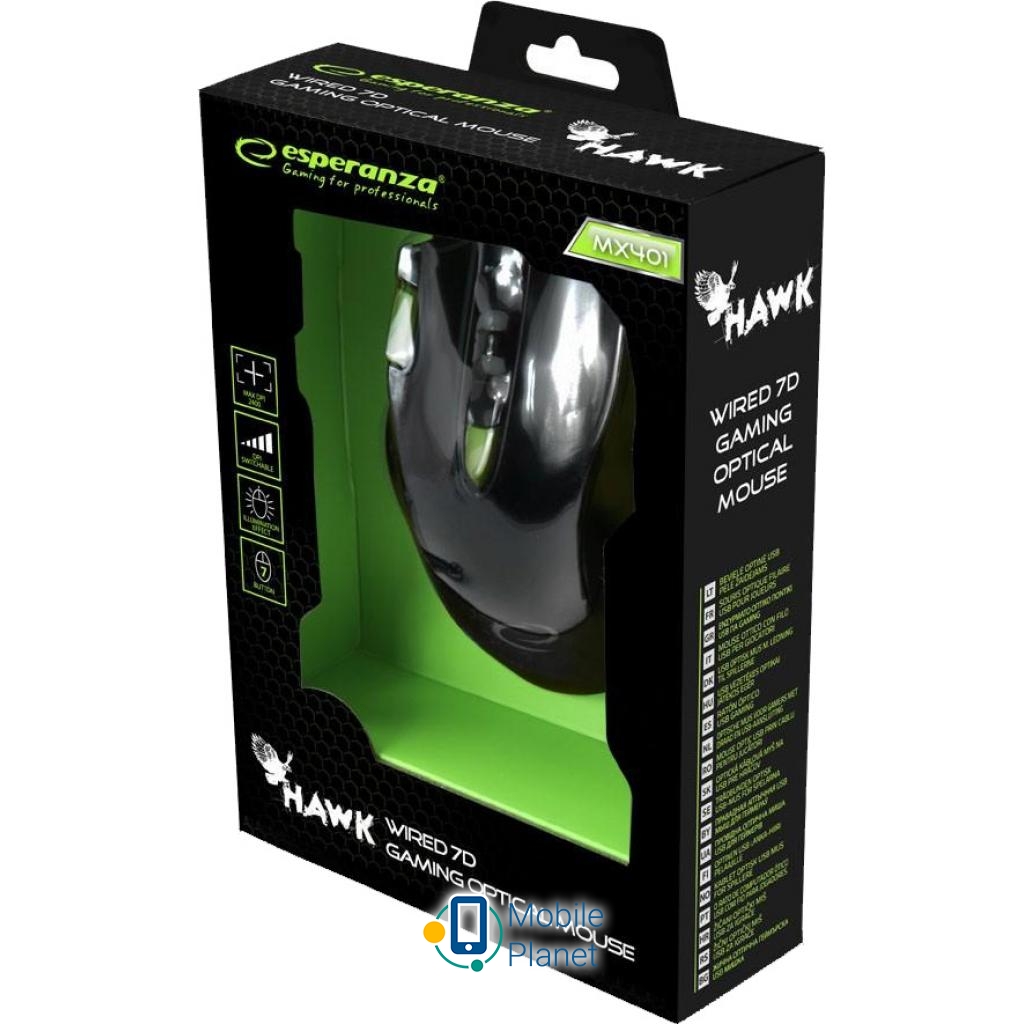 Esperanza MX401 Hawk black-green (EGM401KG) Тип: дротові, Геймерські;