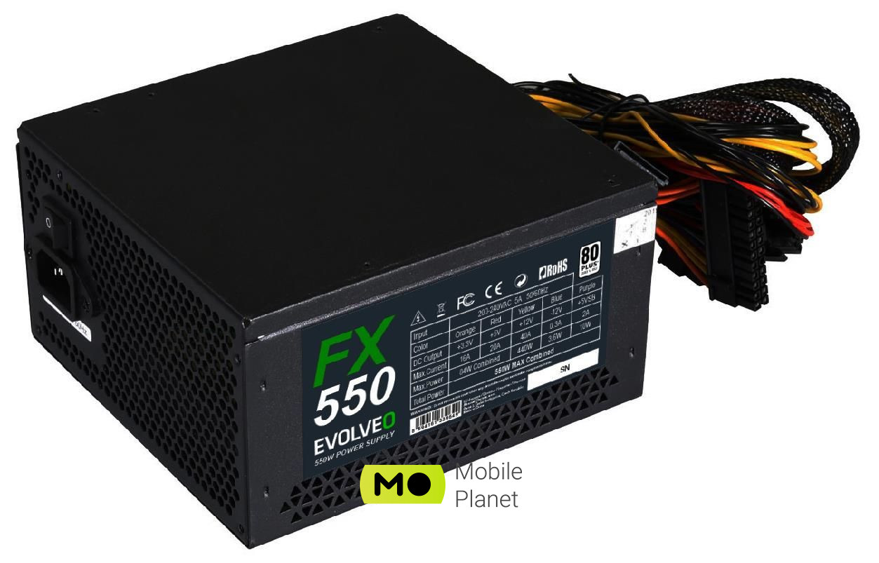 Evolveo FX550 550W 80 Plus (czefx550) EU Максимальная мощность, Вт: 550 Вт;