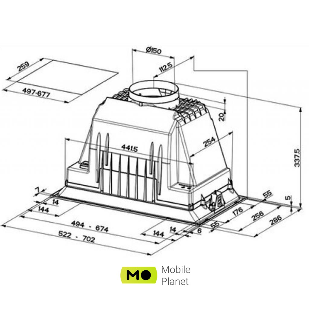 FABER INKA PLUS HC X A70 Тип: встраиваемая; Тип монтажа: в